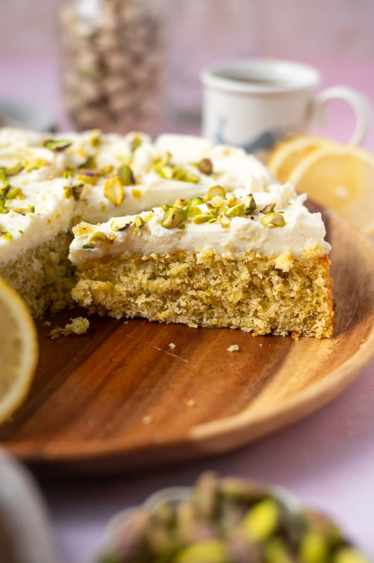 cake slices on a wooden plate