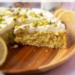 pinterest image for lemon pistachio cake