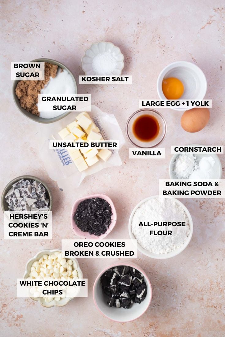 ingredients for cookies and cream cookies