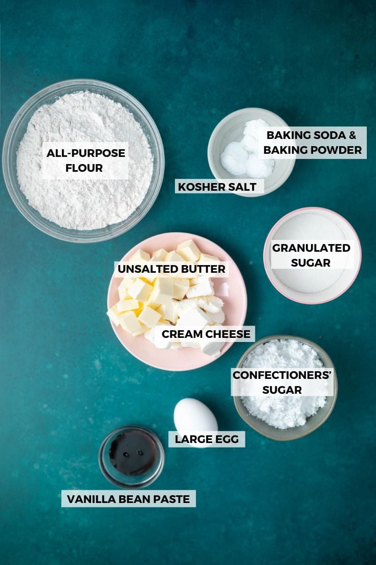 ingredients for vanilla bean cookies