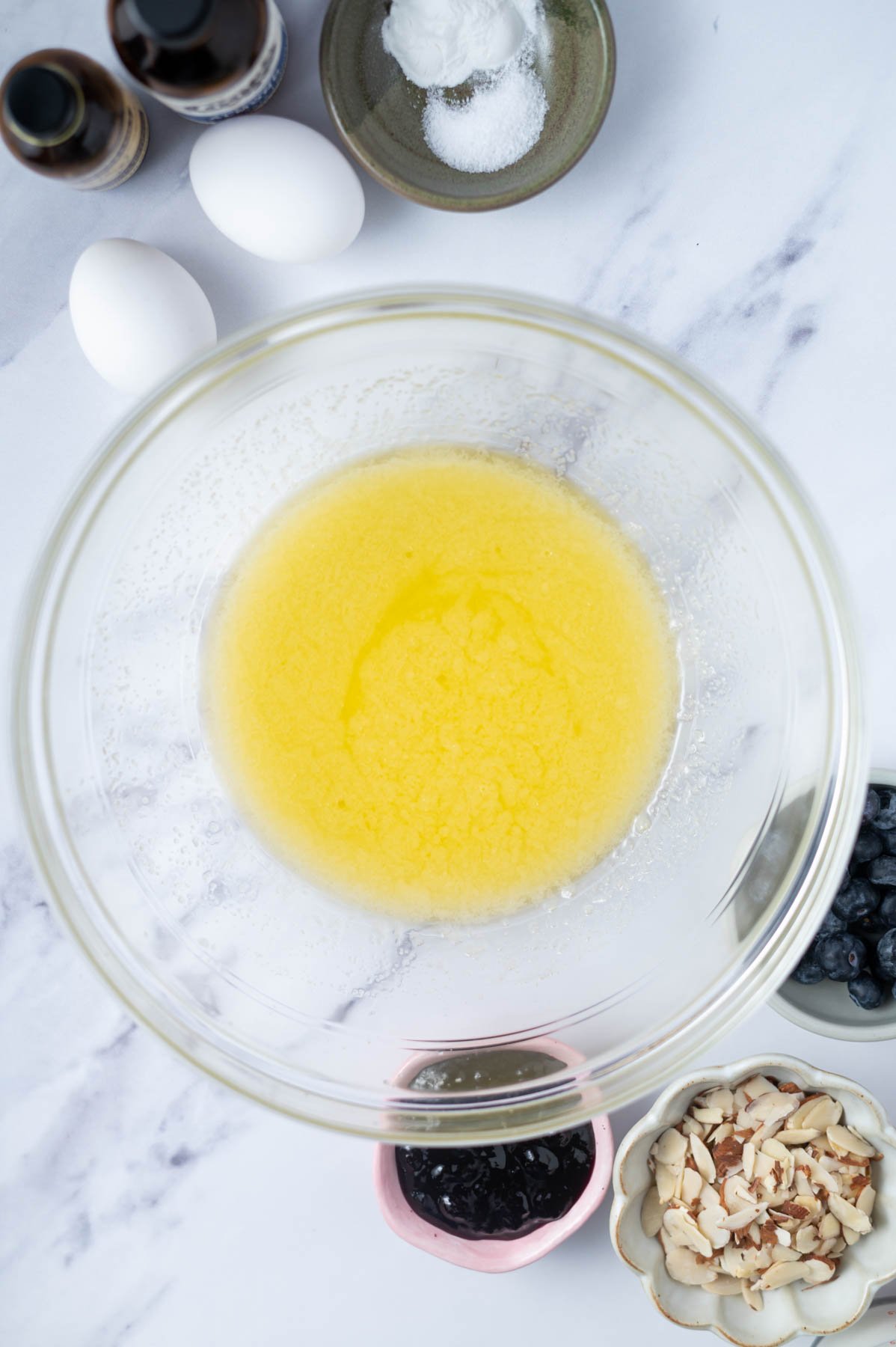 melted butter, salt and sugar whisked together in a bowl