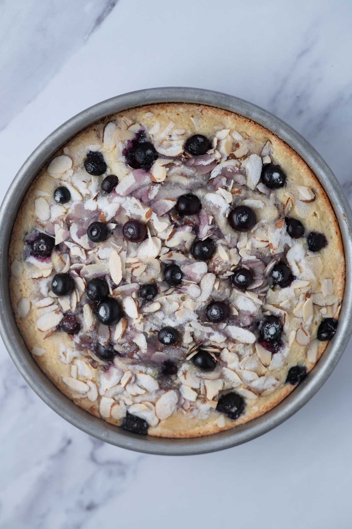 baked blueberry almond cake