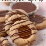 pinterest graphic for caramel thumbprint cookies