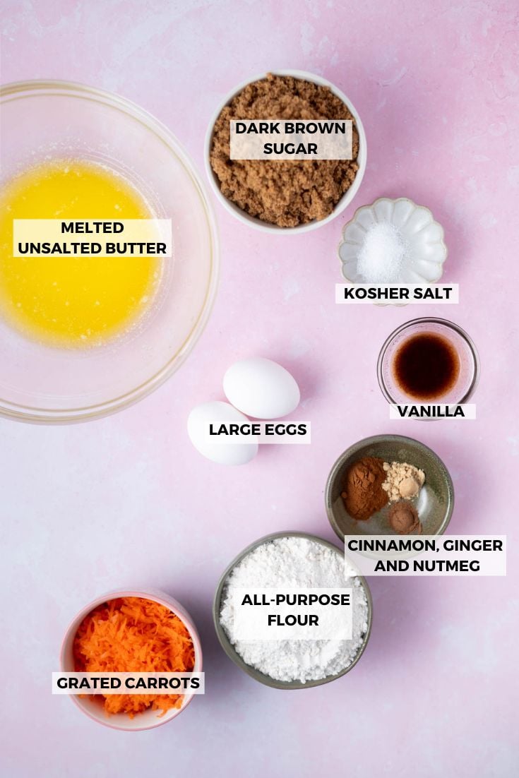 ingredients for carrot cake blondies