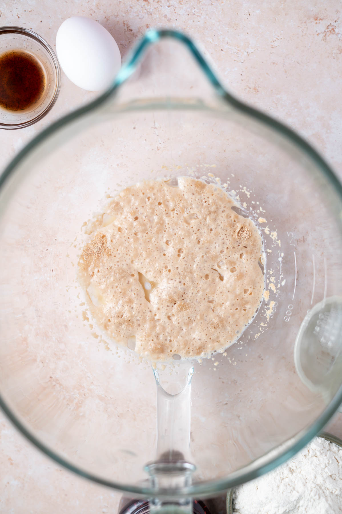 yeast activated until bubbly in a mixing bowl