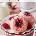 pinterest image for raspberry donuts