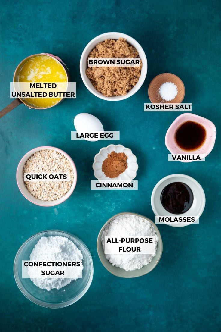 ingredients for iced oatmeal bars