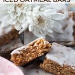 pinterest image for iced oatmeal bars