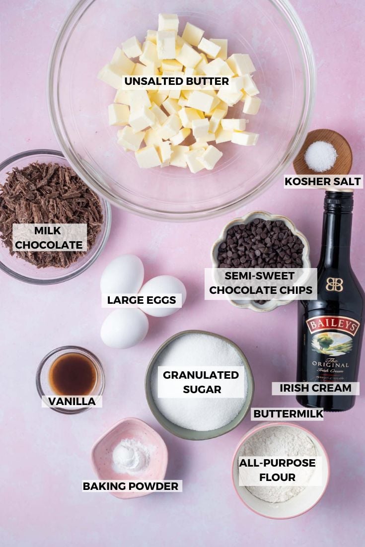 ingredients for Irish cream brownies