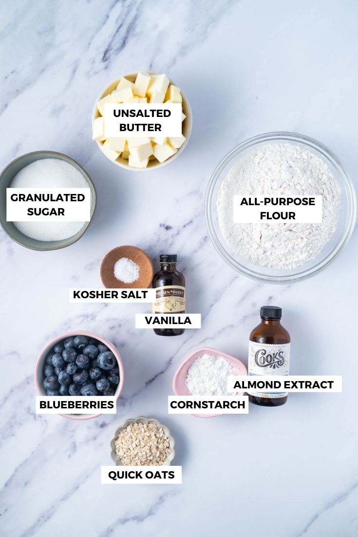 ingredients for blueberry crumble bars