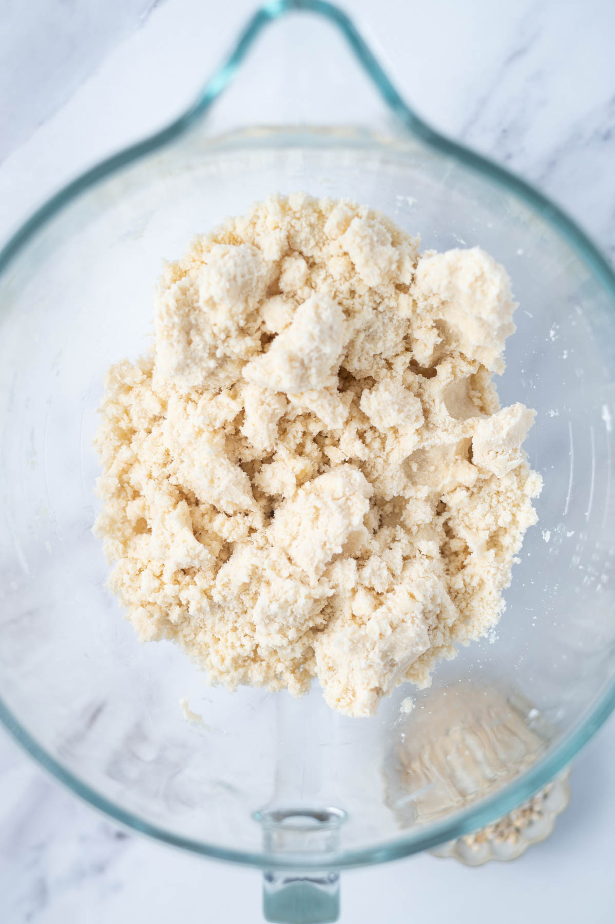 shortbread dough in a mixing bowl