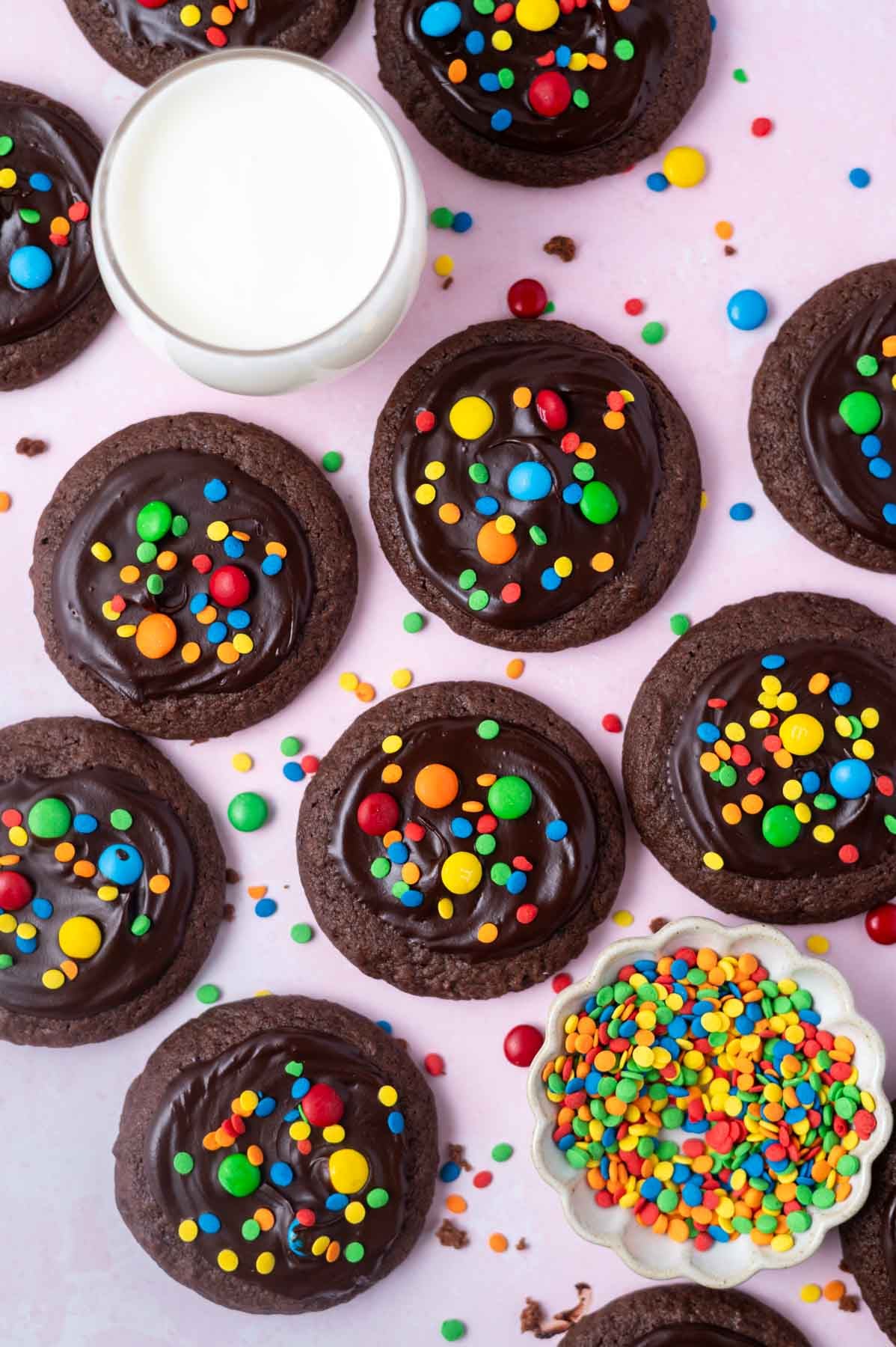 cookies with milk and sprinkles