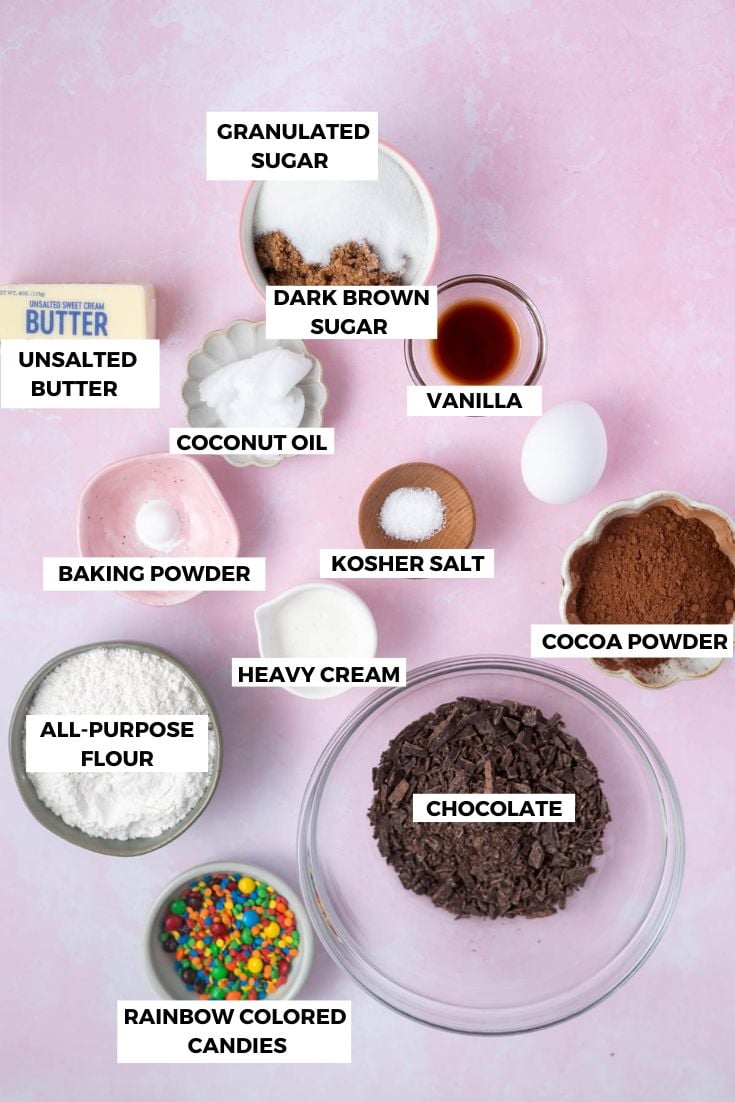 ingredients for cosmic brownie cookies