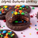 pinterest image for cosmic brownie cookies
