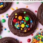 pinterest image for cosmic brownie cookies