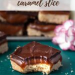 pinterst image for caramel slice