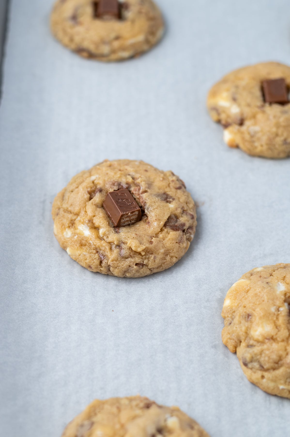 baked cookies on a parchment lined baking pan