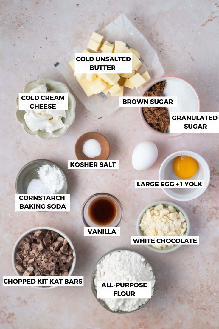 ingredients for Kit Kat cookies