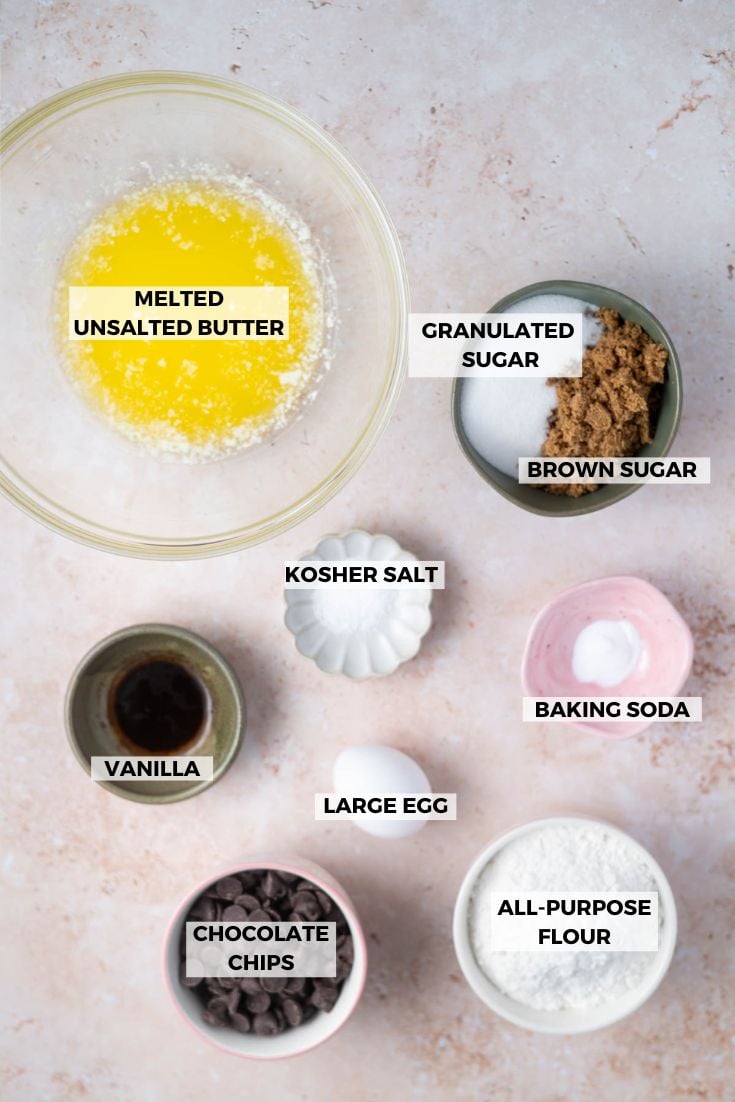 ingredients for crispy chocolate chip cookies