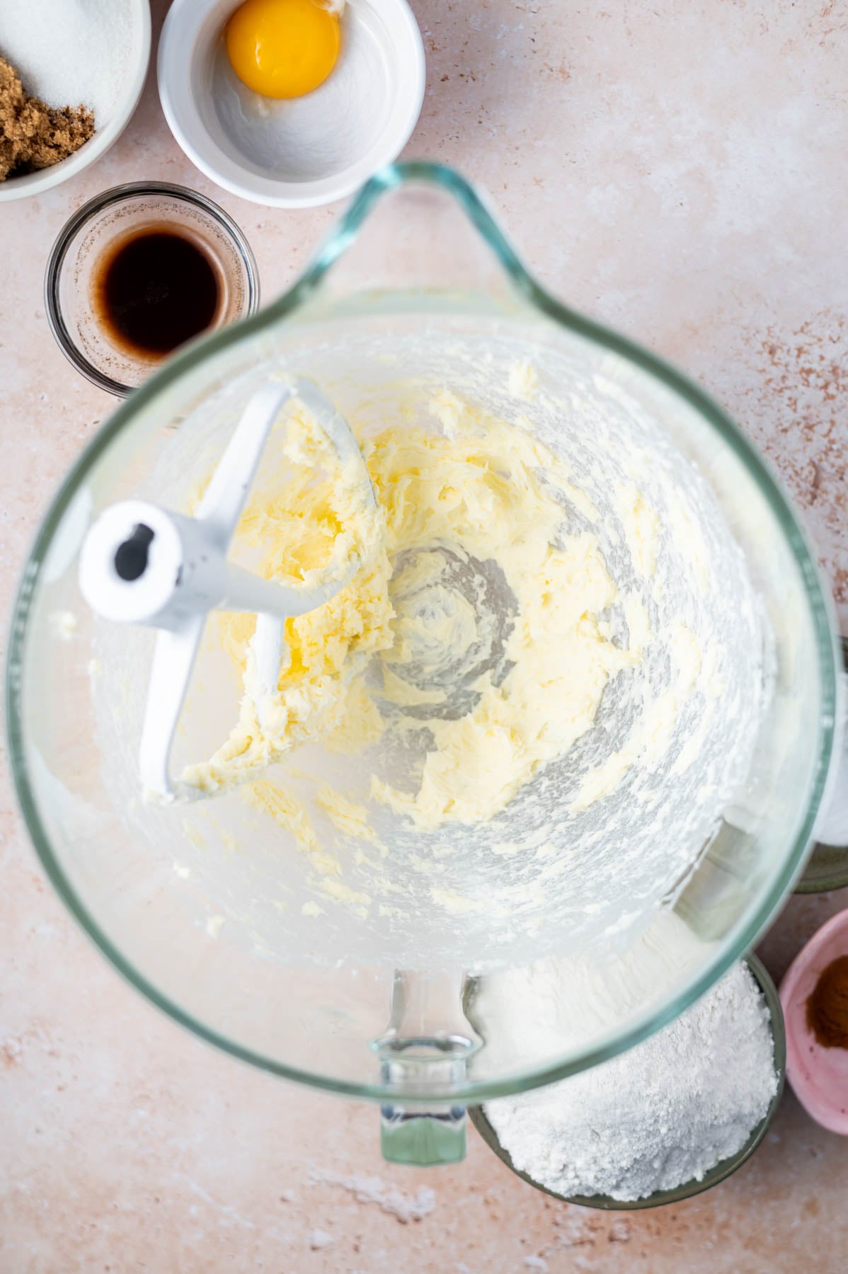 butter and salt beaten together in a mixing bowl