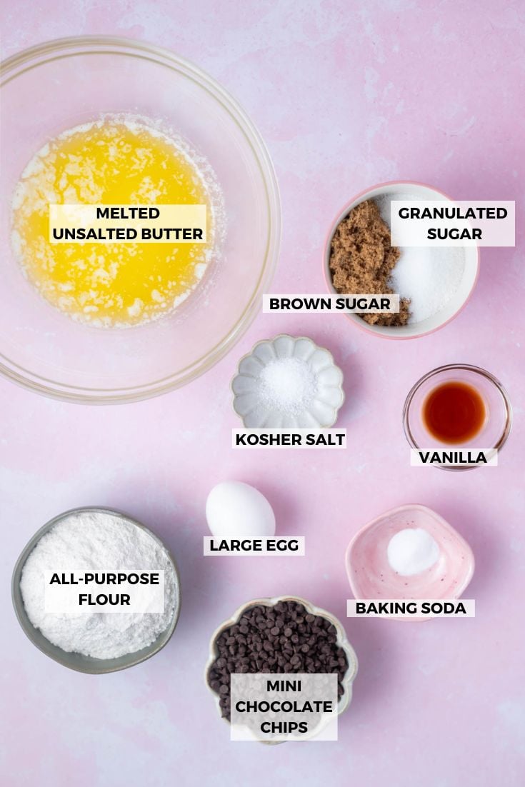ingredients for mini chocolate chip cookies