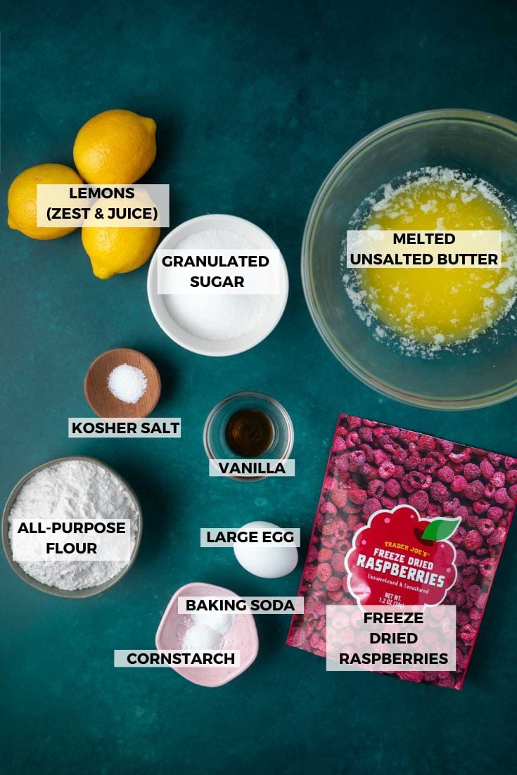 ingredients for lemon raspberry cookies