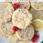 pinterest image for lemon raspberry cookies
