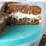 pinterest image of oatmeal cream pie cake