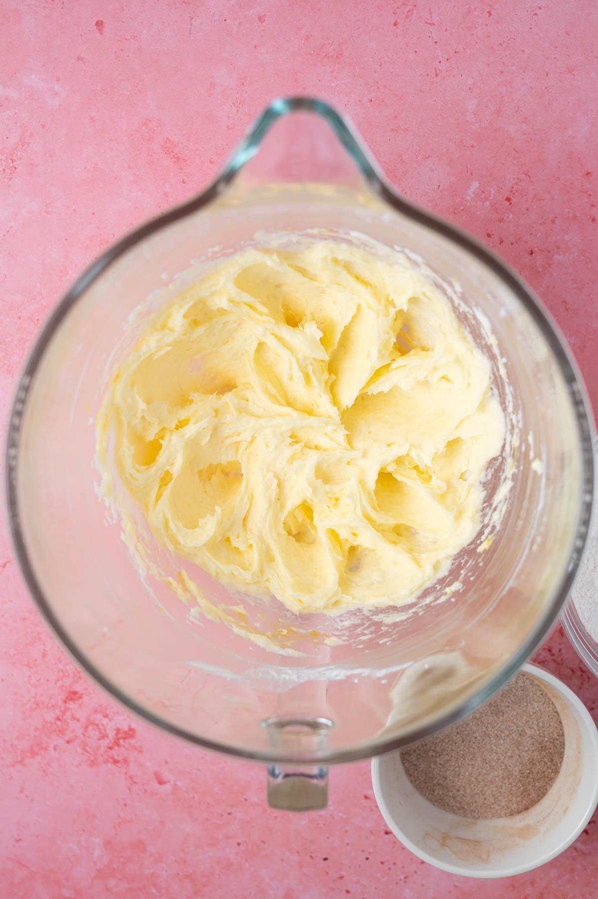 cookie dough after sugar has been creamed with the butter and oil