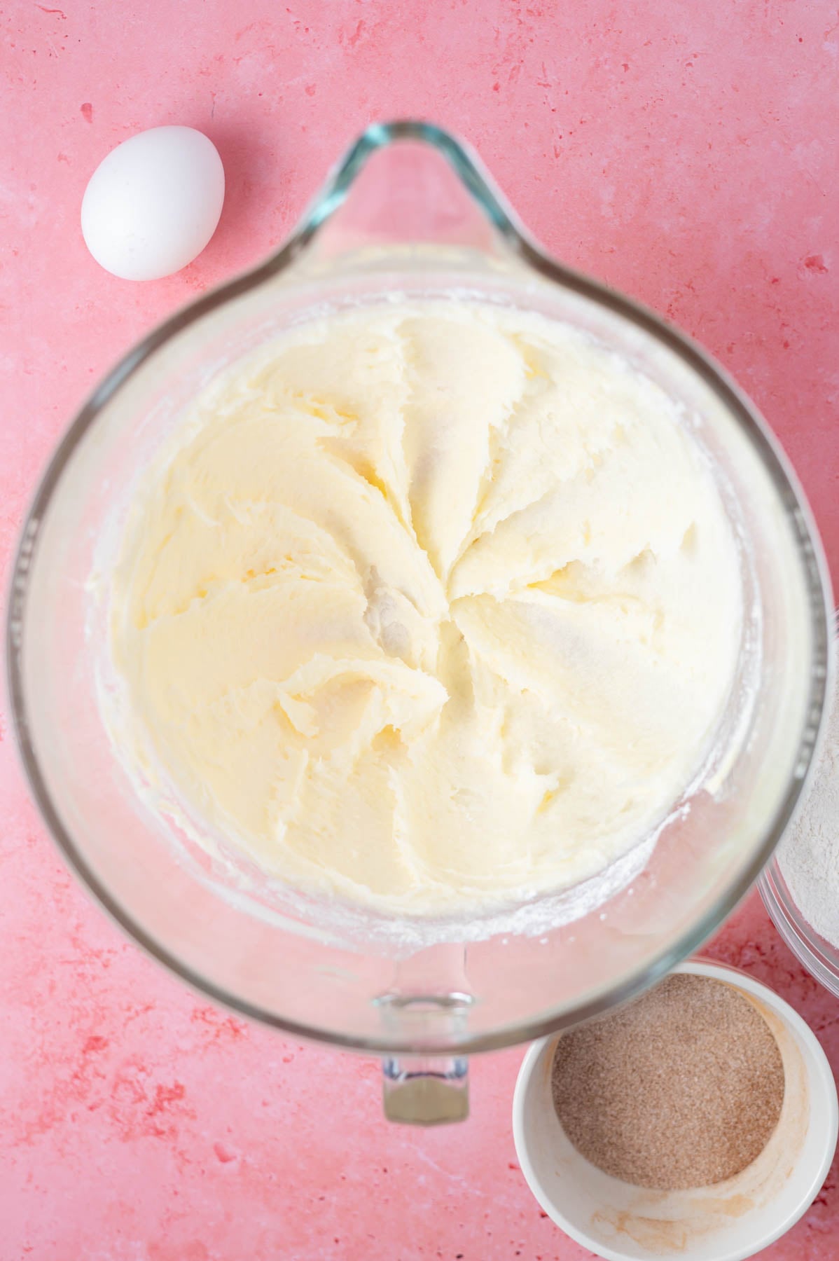 butter and oil creamed together in a mixing bowl