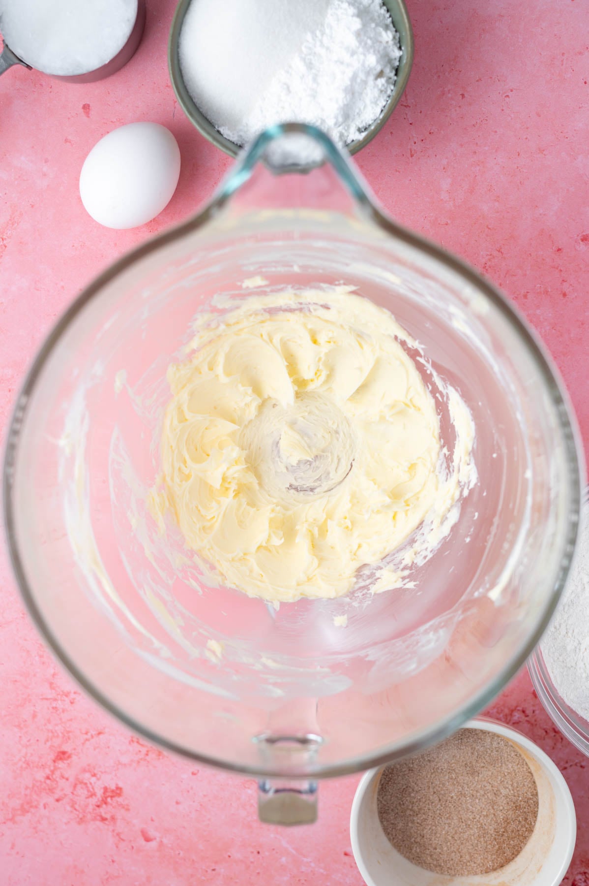 butter and salt creamed together in a mixing bowl