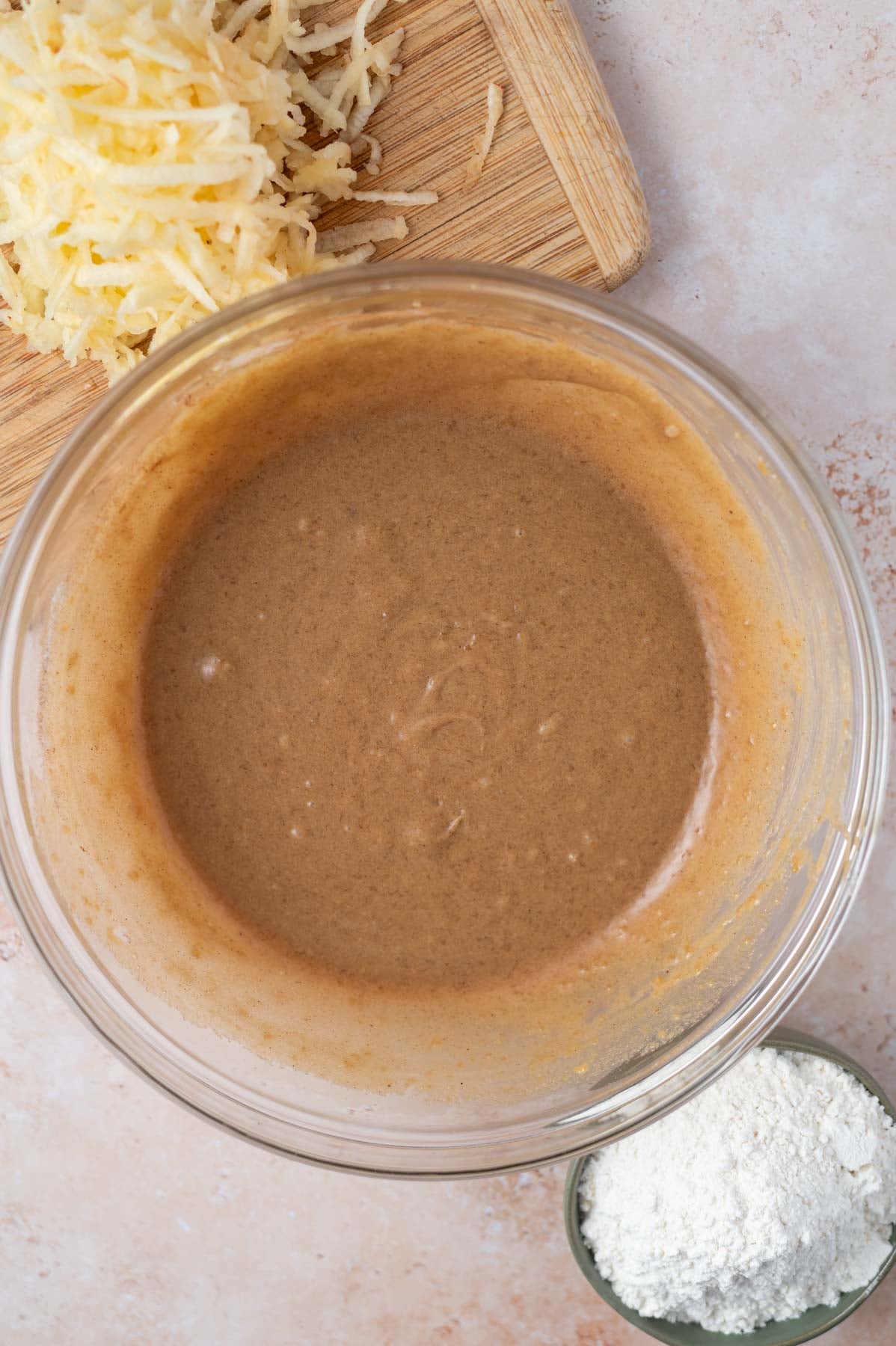 blondie batter before flour and grated apple is added