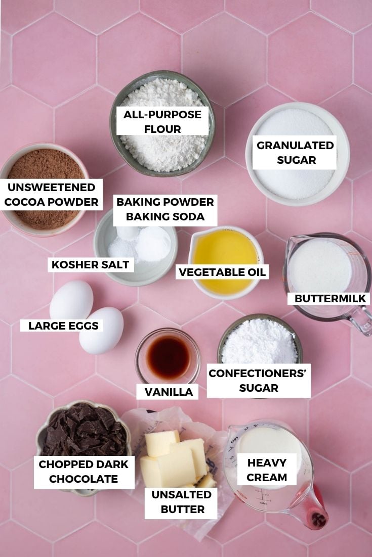 ingredients for chocolate ganache cupcakes