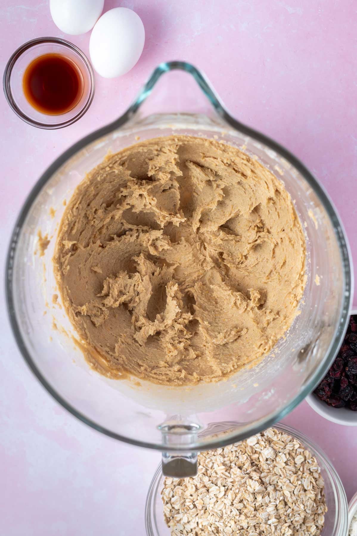 sugars and butter beaten together in a mixing bowl