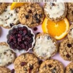 pinterest image for orange cranberry oatmeal cookies