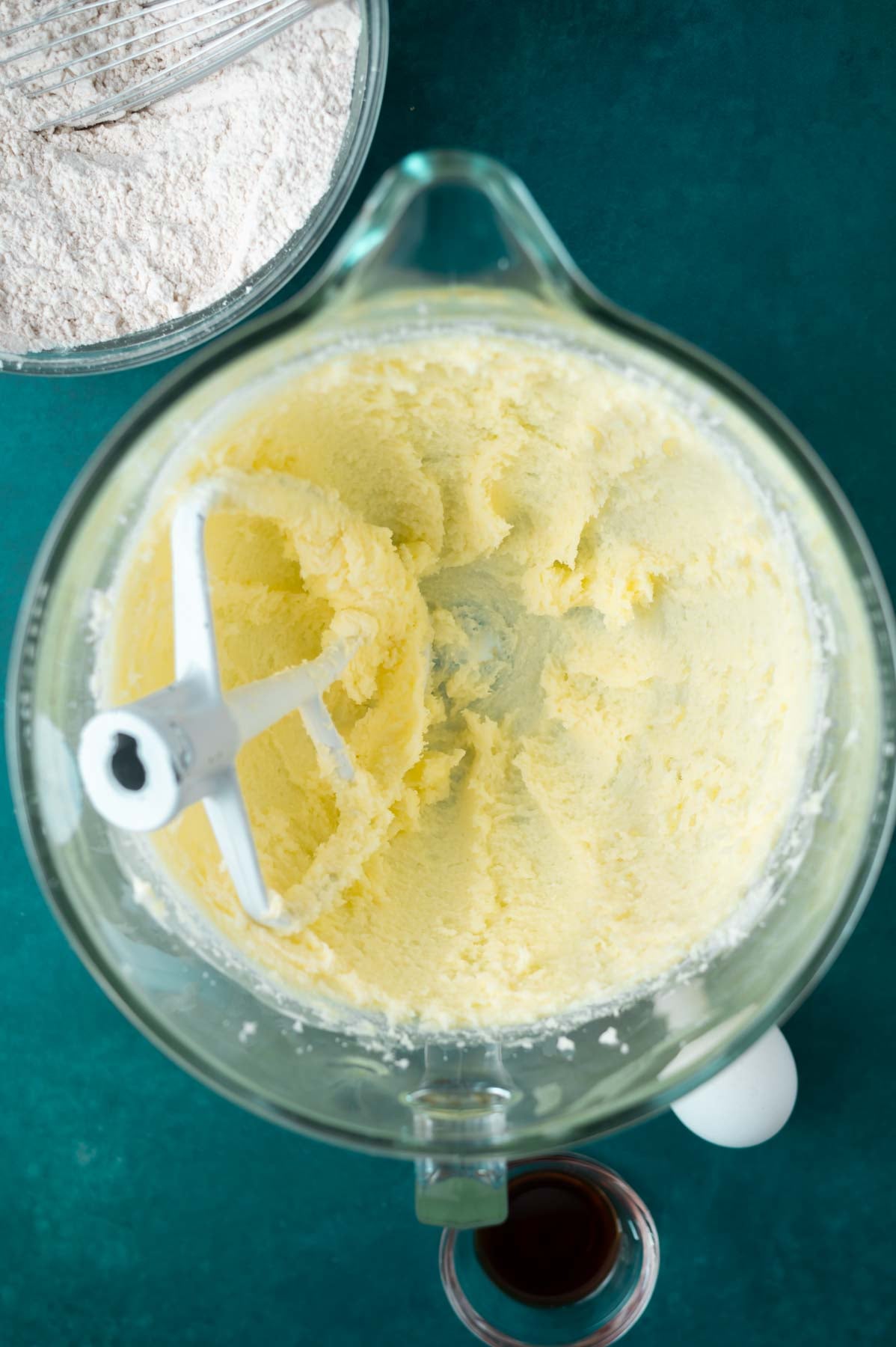 butter, salt and sugar creamed together in a mixing bowl