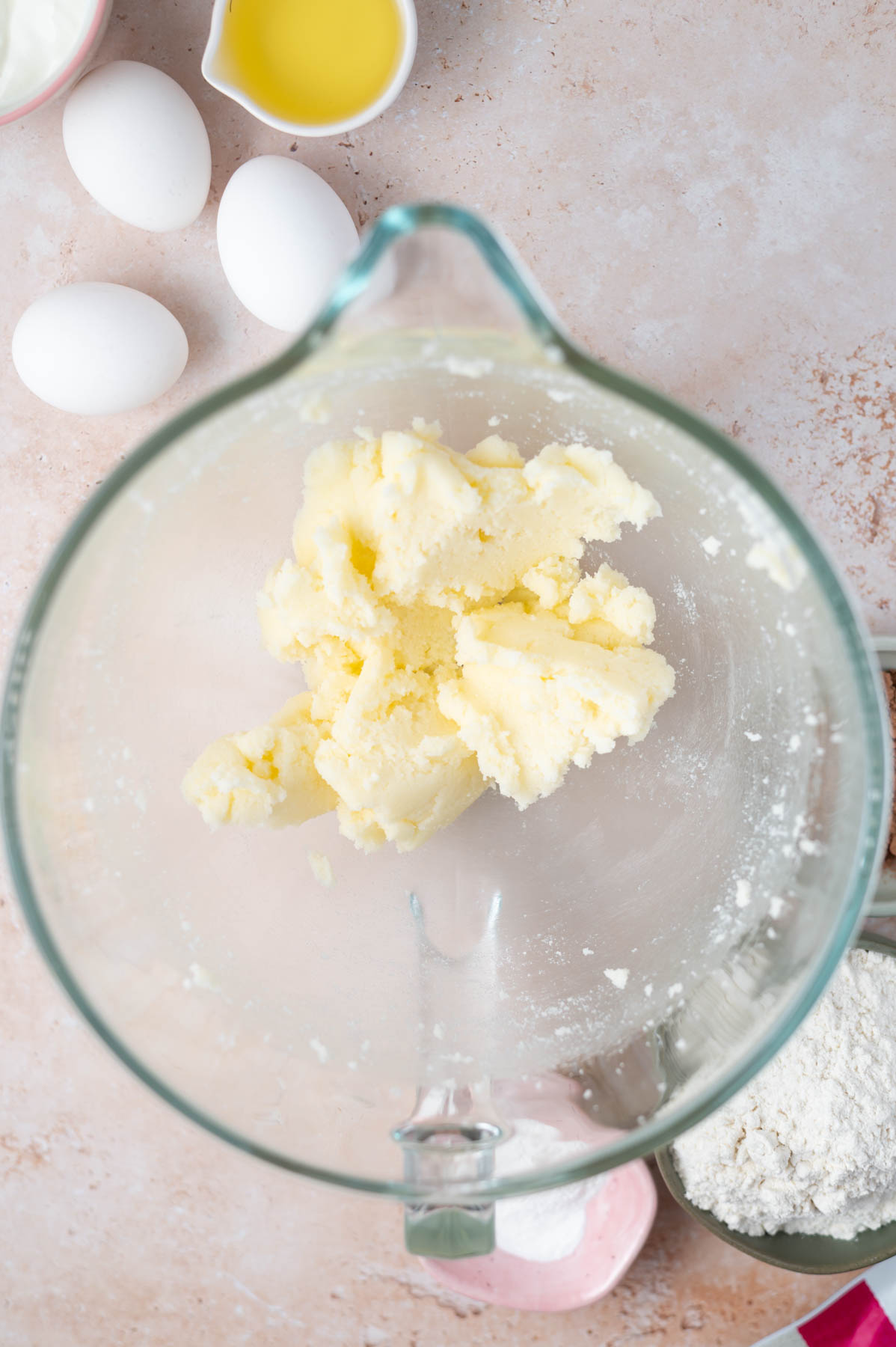 butter and sugar beat together in a mixing bowl