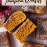 pinterest graphic for pumpkin blondies