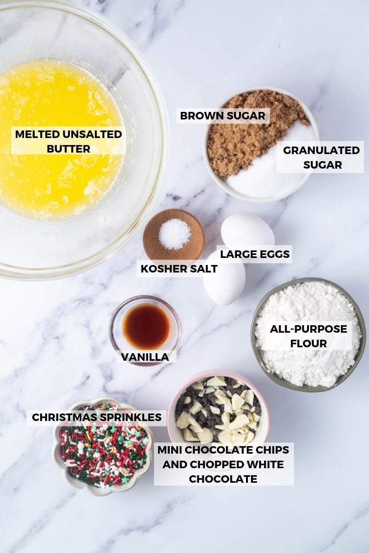 ingredients for Christmas blondies