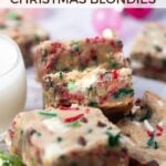 pinterest graphic for Christmas blondies