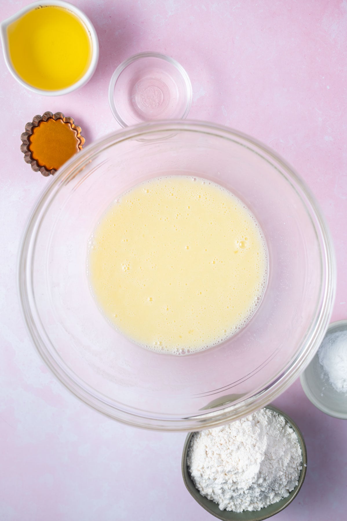 buttermilk, egg and sugar whisked together in a bowl