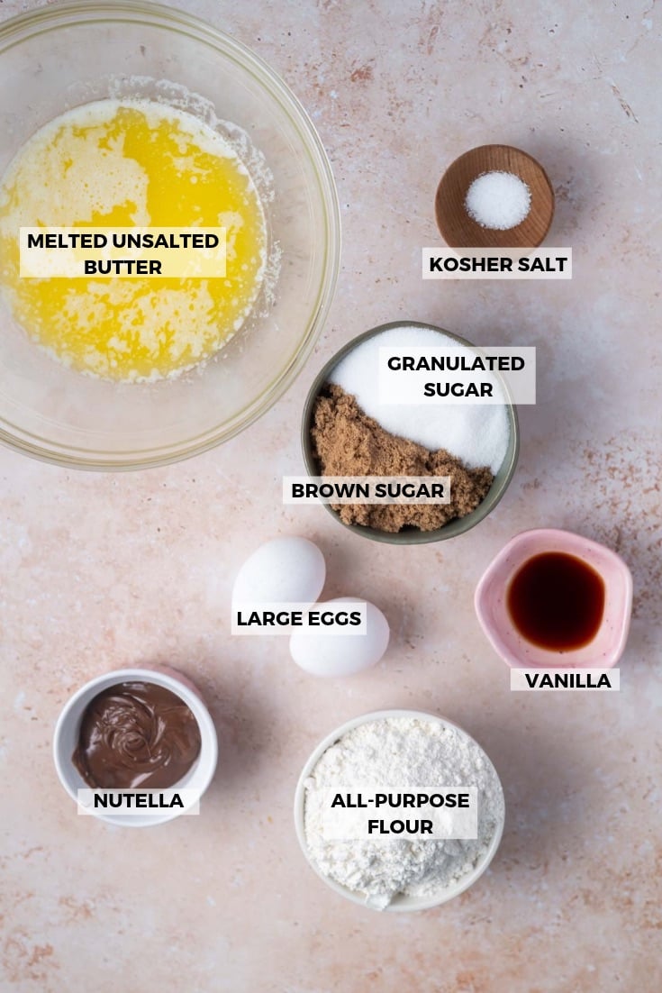 ingredients for nutella blondies